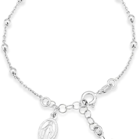 Elegant Adjustable Rosary Bracelet in 925 Sterling Silver - Gift Ready with Box - Picture 1 of 6